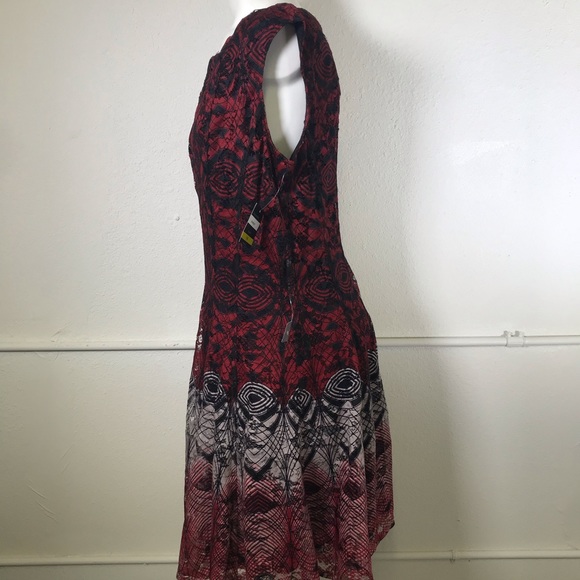 Gabby Skye Cap Sleeve Rounded Printed Lace Dress - Picture 3 of 9